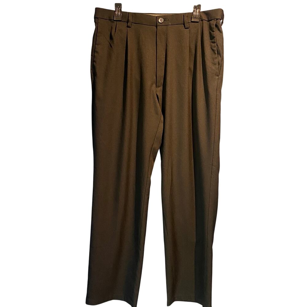 Haggar Size 36x34 black dress pants Cool Pro Pleated Wrinkle Free Office Work